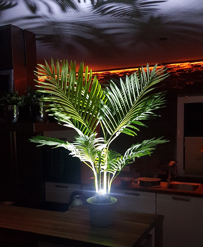 Kunstliche Palme Indirekt Beleuchtet Kunstpflanze Dekolampe Zimmerpflanze Led Ebay