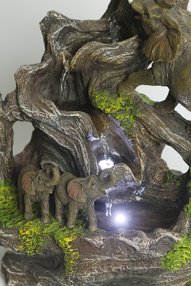 LOFAMI Zimmerbrunnen Elefant-Innenbrunnen-Tischplattenfeng Shui Kugel LED beleuchtet Inneneinrichtung-B/üro-ge/öffnete Tischplatteneinrichtungsgegenst/ände Zimmerbrunnen