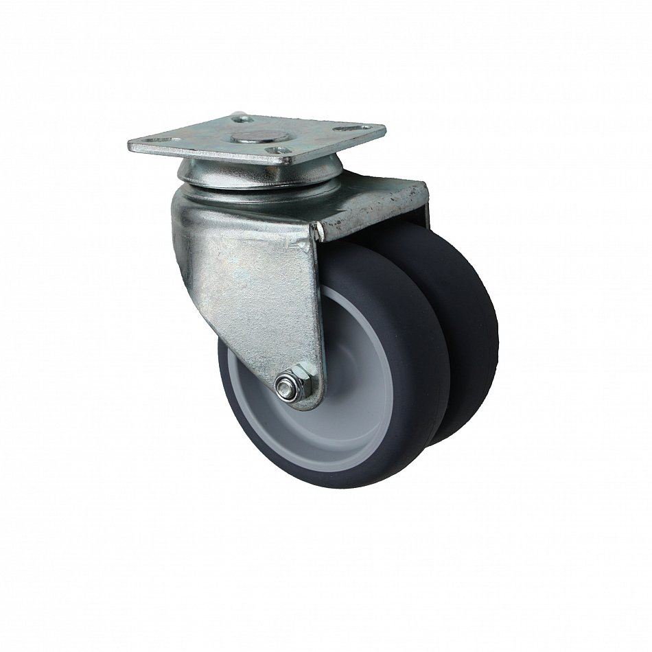 Apparate-Doppelrolle 75mm Platte Gummi 100kg Rolle NEU