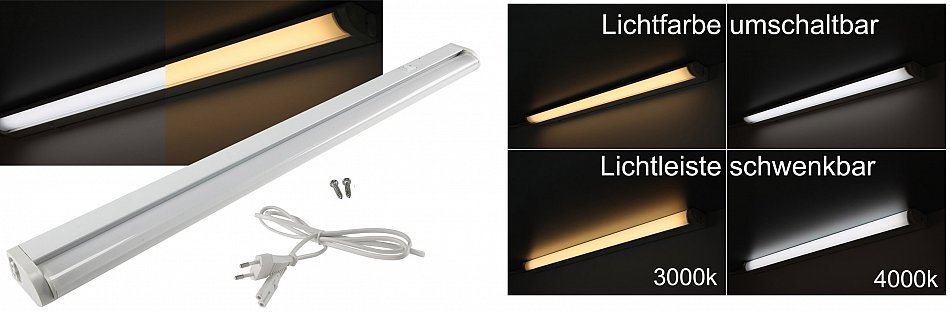 LED Unterschrank Leuchte Küchenschrank Unterbau Lichtleiste 230V mit Zuleitung