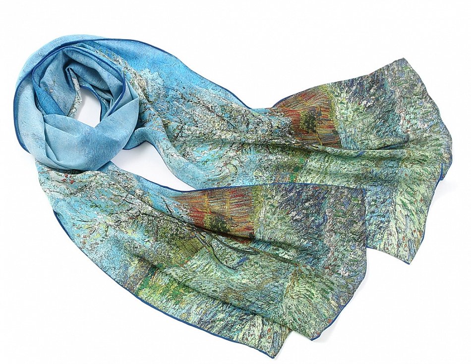 160cm langer bunter Seiden-Schal Tuch van Gogh Claude Monet Malerei Kunstdrucke