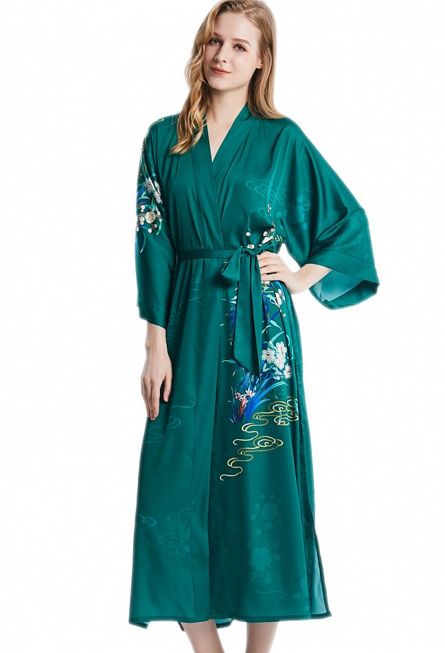 eBay | Japanisch Nachthemd Boden-Lange Yukata SEIDE 100% Robe Damen Morgenmantel Kimono