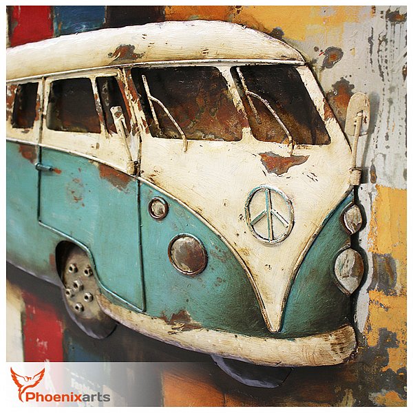 Vw Bulli T1 Bus Metallbild 3D Metall Bild Oldtimer Unikat Wandrelief 407