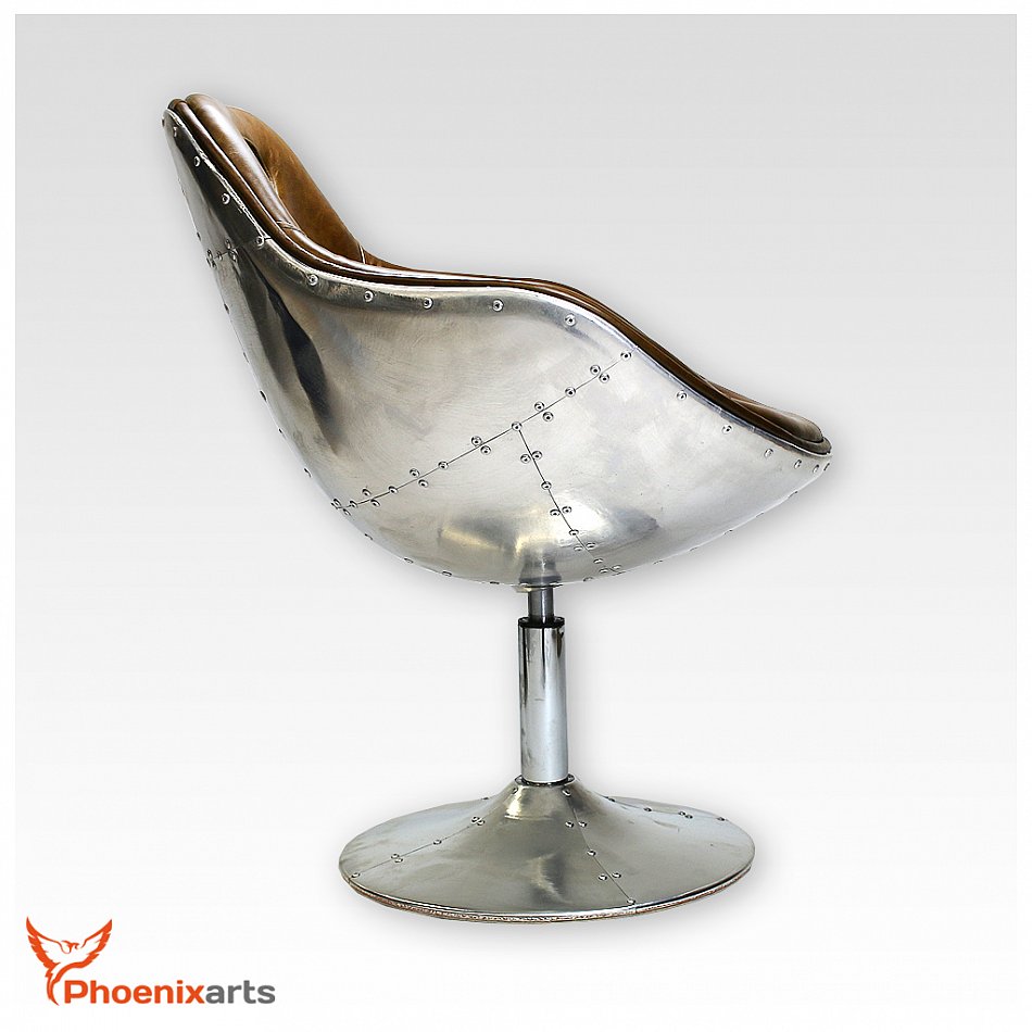 Vintage Real Leather Swivel Chair Armchair Retro Braun Bucket Seat 703