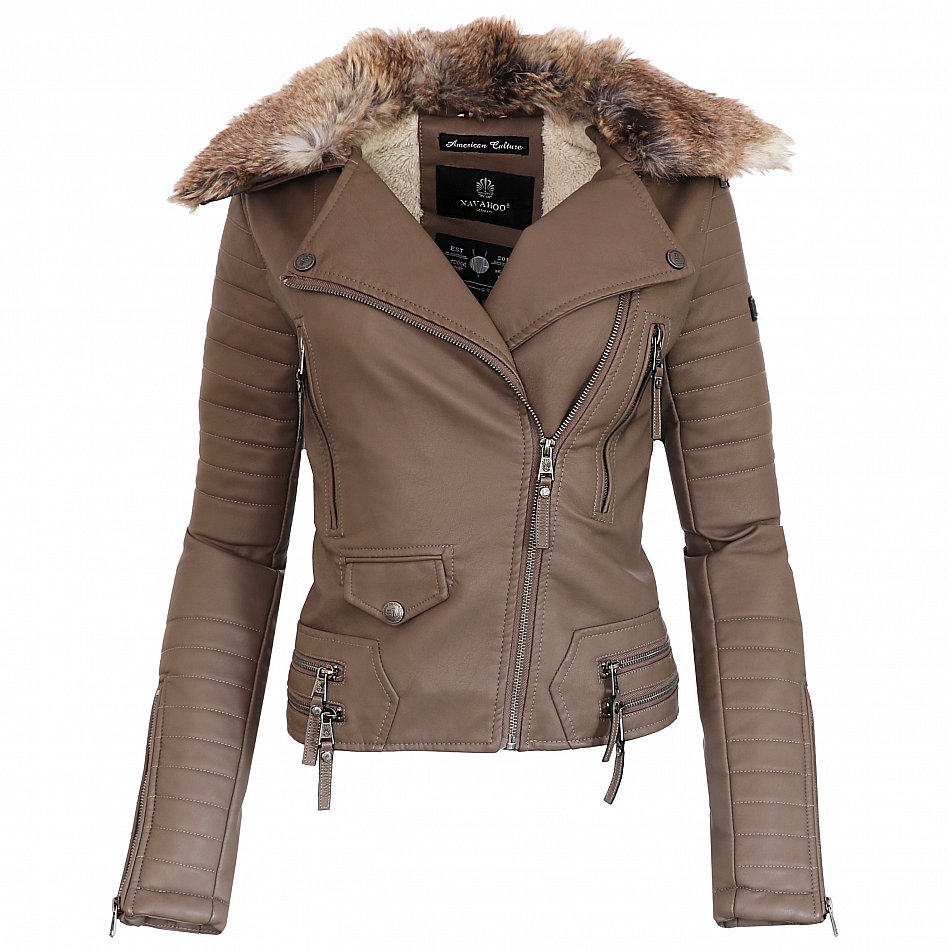 Navahoo Sidecast Damen Winter Kunstleder Jacke Biker ...