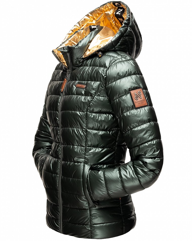 Damen Winterjacke Mit Taillengürtel - Glänzende Steppjacke Für Kalte Tage