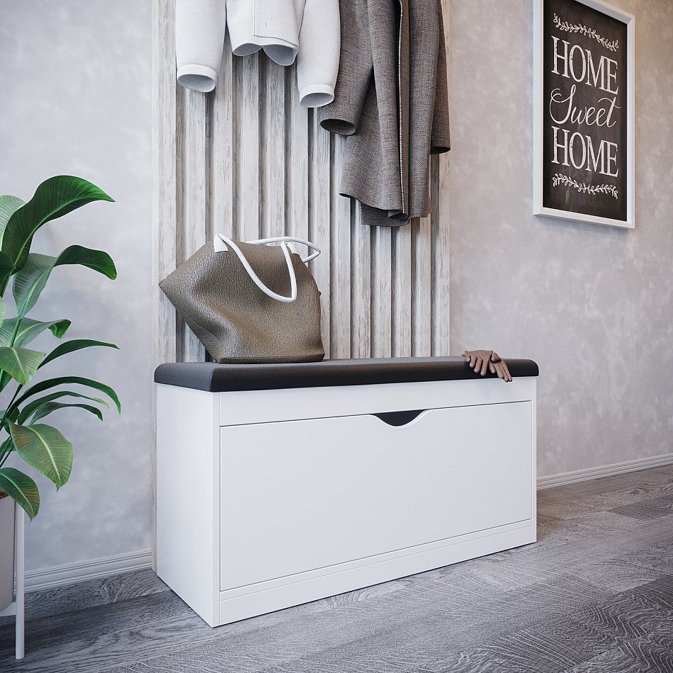 Schuhschrank mit Sitzfläche 100x53x35 cm Schuhbank Sitzkommode Weiß