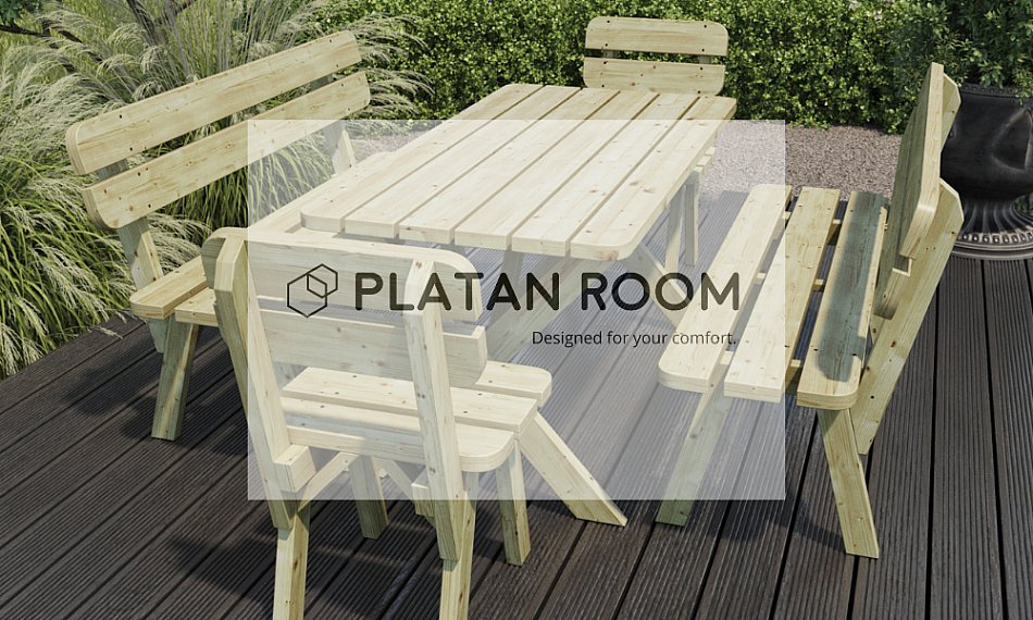 PLATAN ROOM Gartengarnitur Holz Kiefer