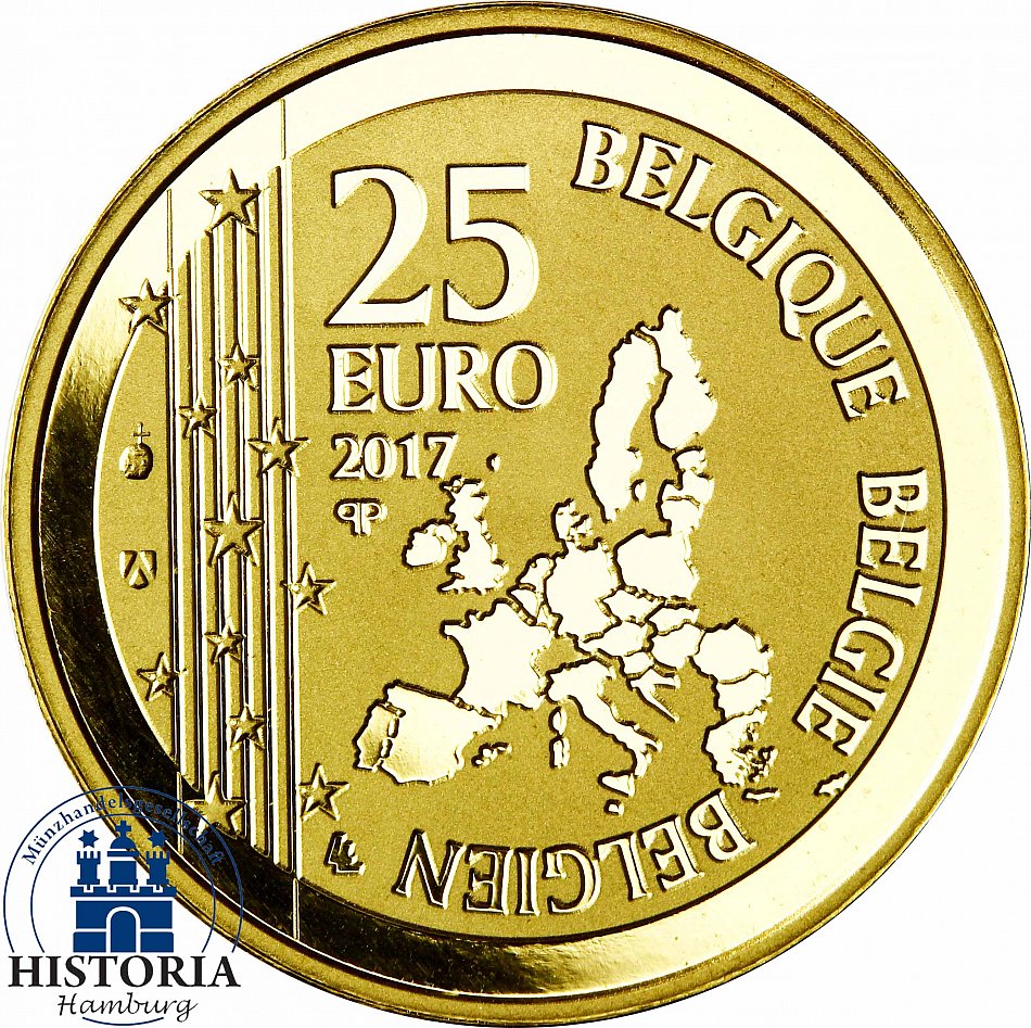 Belgien 25 Euro Gold 2017 Pp 25 Jahre Vertrag Von Maastricht