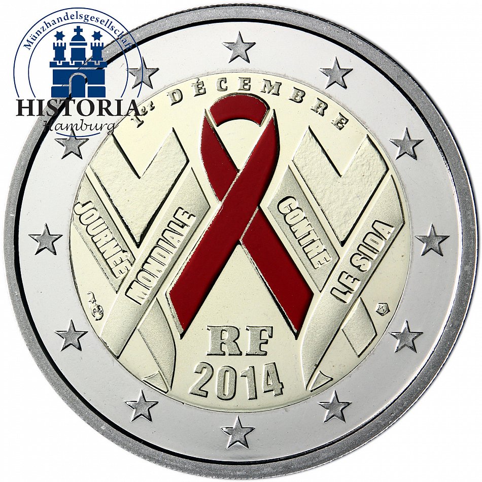 Piece 2 Euros Journée Mondiale Contre Le Sida 2014