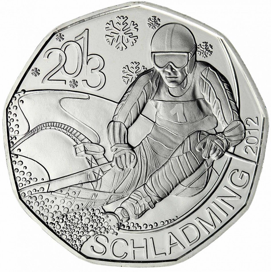 Österreich 5 Euro 2013 FIS Alpine Ski WM in Schladming handgehoben im Folder | eBay