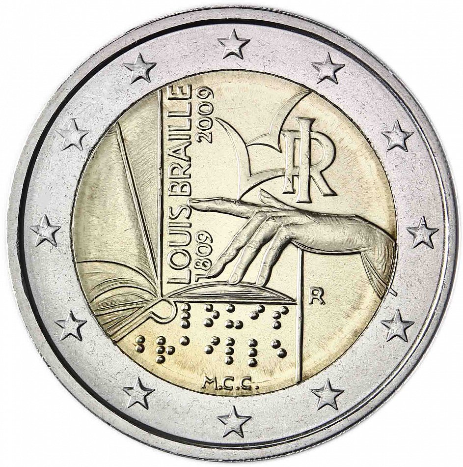 Piece 2 Euros Louis Braille 1809 Be 2009 Valeur
