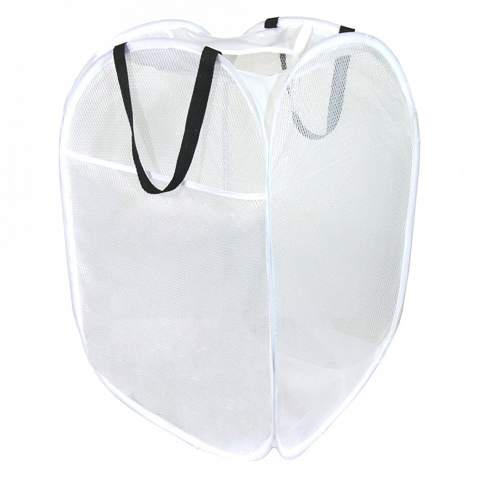 Faltbarer Wäschekorb weiß / Pop Up Wäschesammler Wäschebehälter