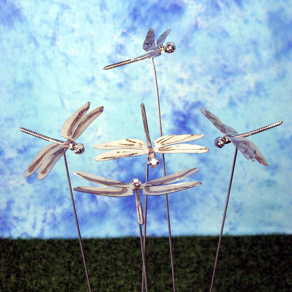 75 cm hoch Gartenstecker Libelle aus Edelstahl ca