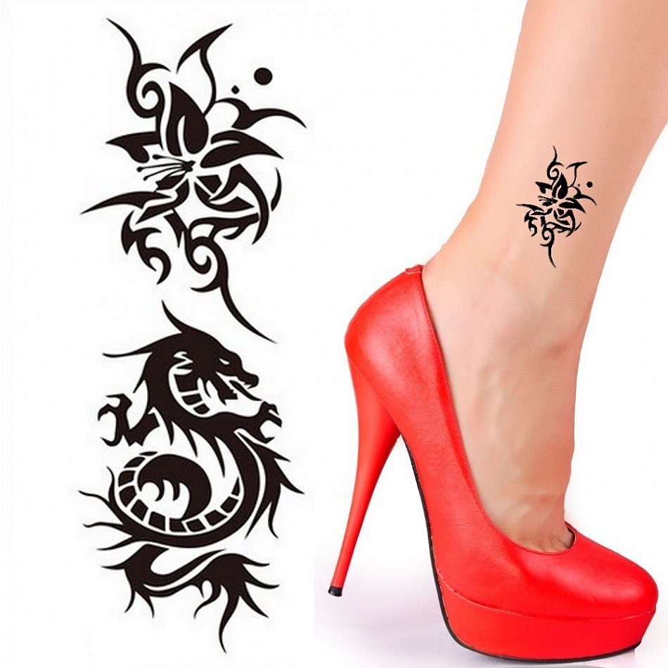 Einmal Tattoo Blume Temporary Tattoo Drache Aufkleber Temporäre Tattoos