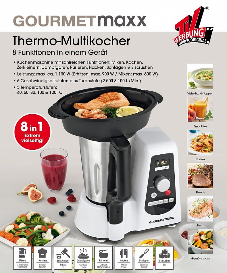 Gourmetmaxx Thermo Multikocher 10 In 1 Gourmetmaxx Thermo-Multikocher 8 Funktionen in einem Gerät 1100 Watt | eBay