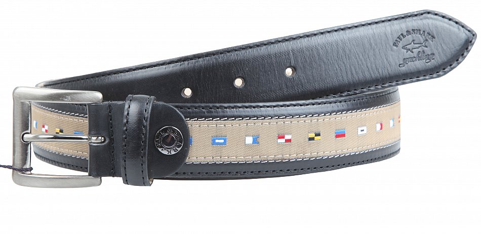 PAUL /& SHARK YACHTING ceinture belt cuir leather taille 120 47/" Noir einkürzbar