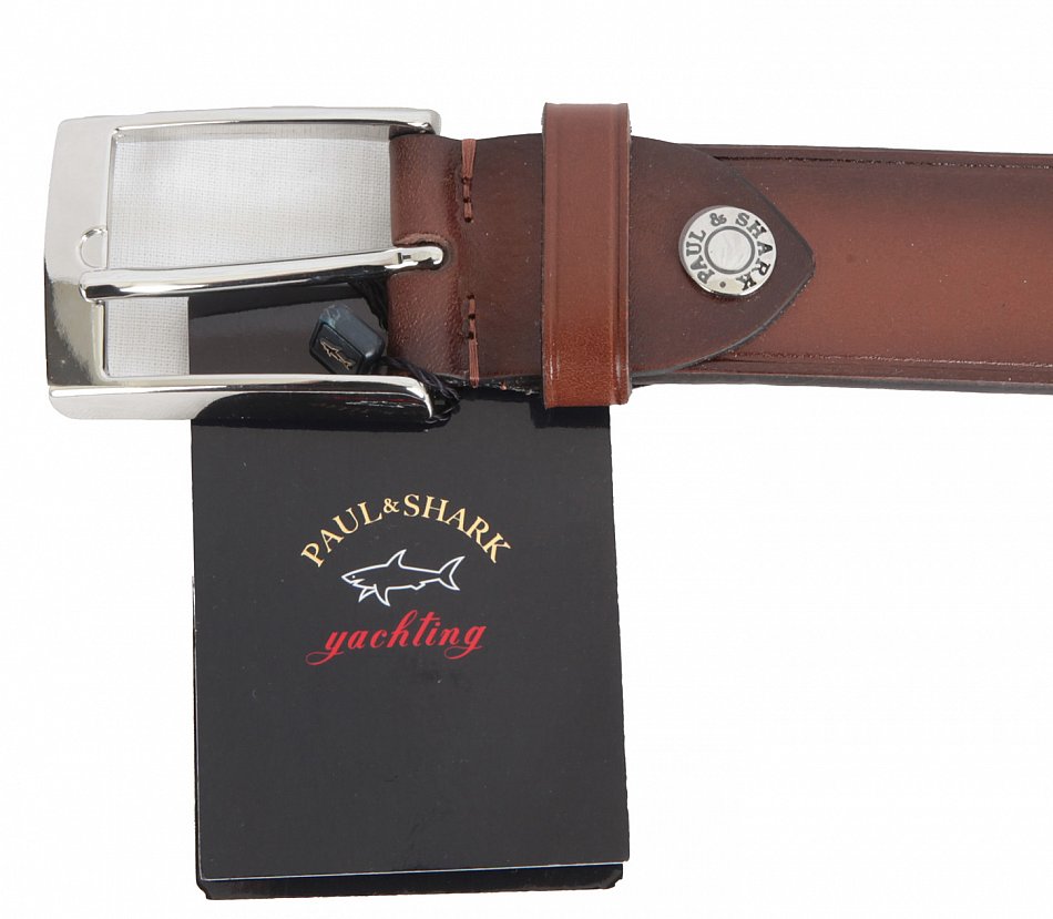 PAUL & SHARK YACHTING Herren Vintage Aufnäher Leder Gürtel Belt