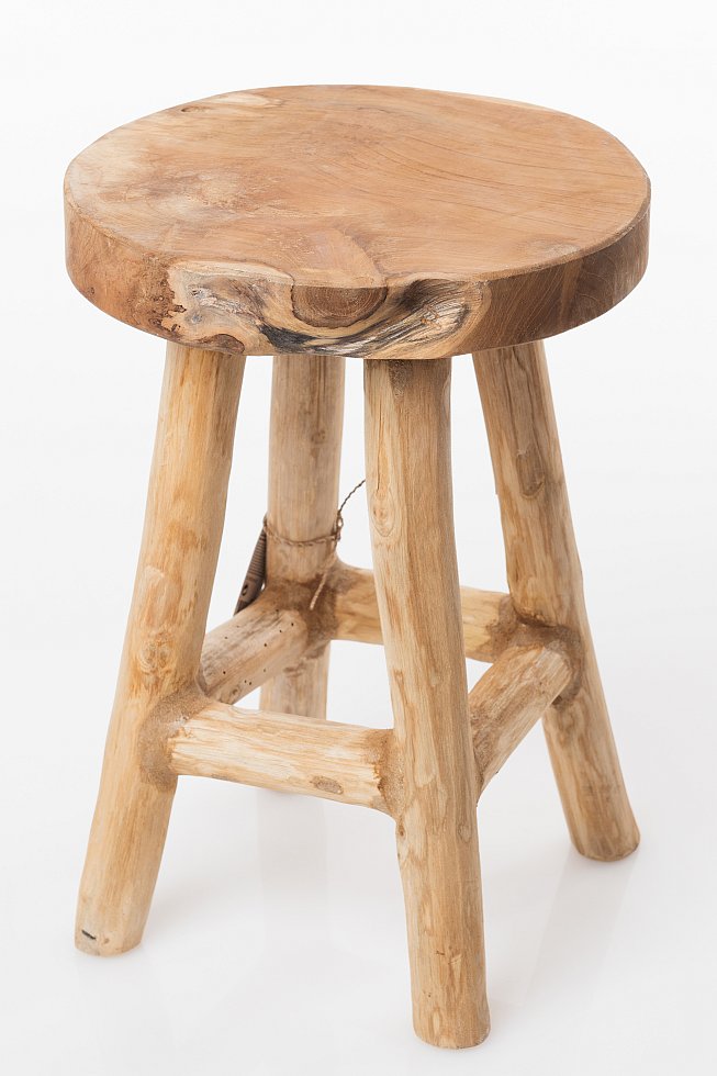 Blumenhocker Blumenständer Blumenbank Hocker Teak rustikal Schemel rund