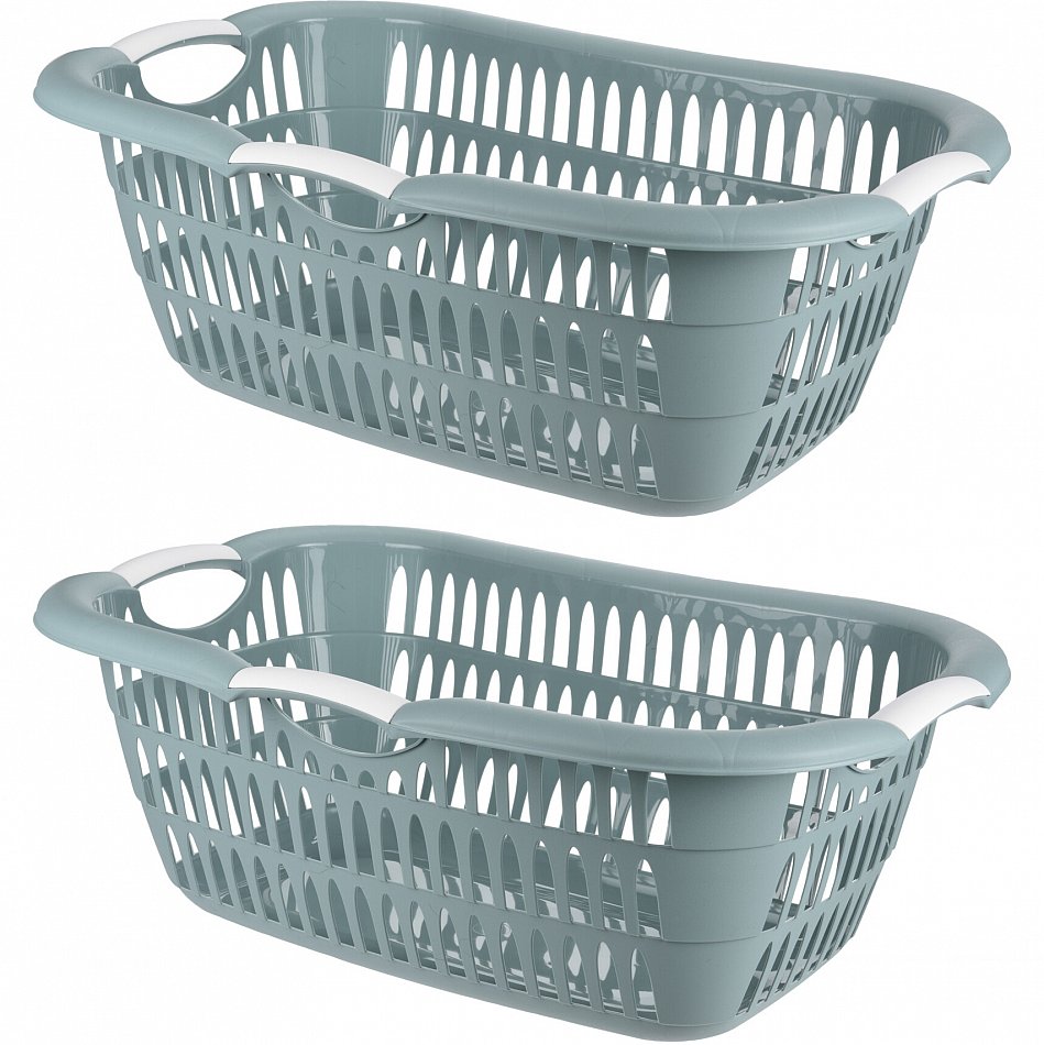 2x Wäschekorb Mehrzweck Wäschesammler Transportbox Wäsche Box Set Grün