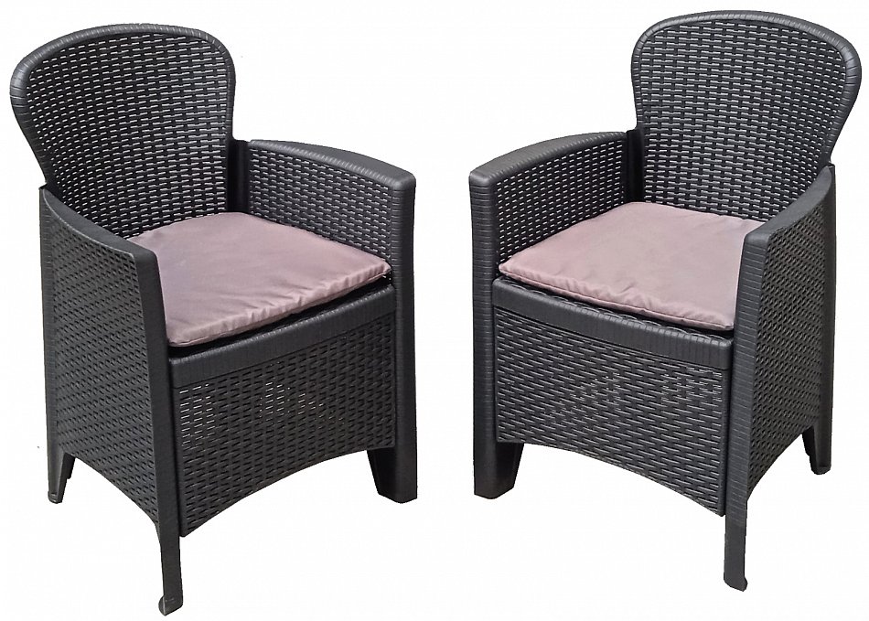 Gartenstuhl Gartensessel Sessel 2 Stück Kunststoff Rattan-Optik Balkon Garten