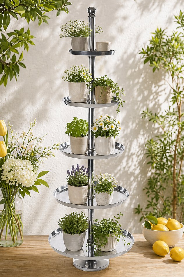 Etagere Servierständer Aluminium XXL 170 cm 5 Etagen Dekoständer Geschäft Deko