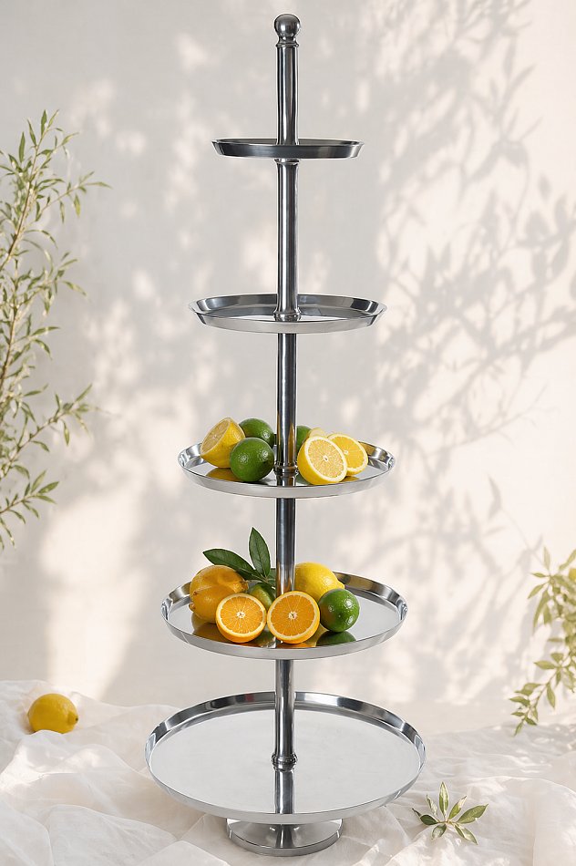 Etagere Servierständer Aluminium XXL 170 cm 5 Etagen Dekoständer Geschäft Deko