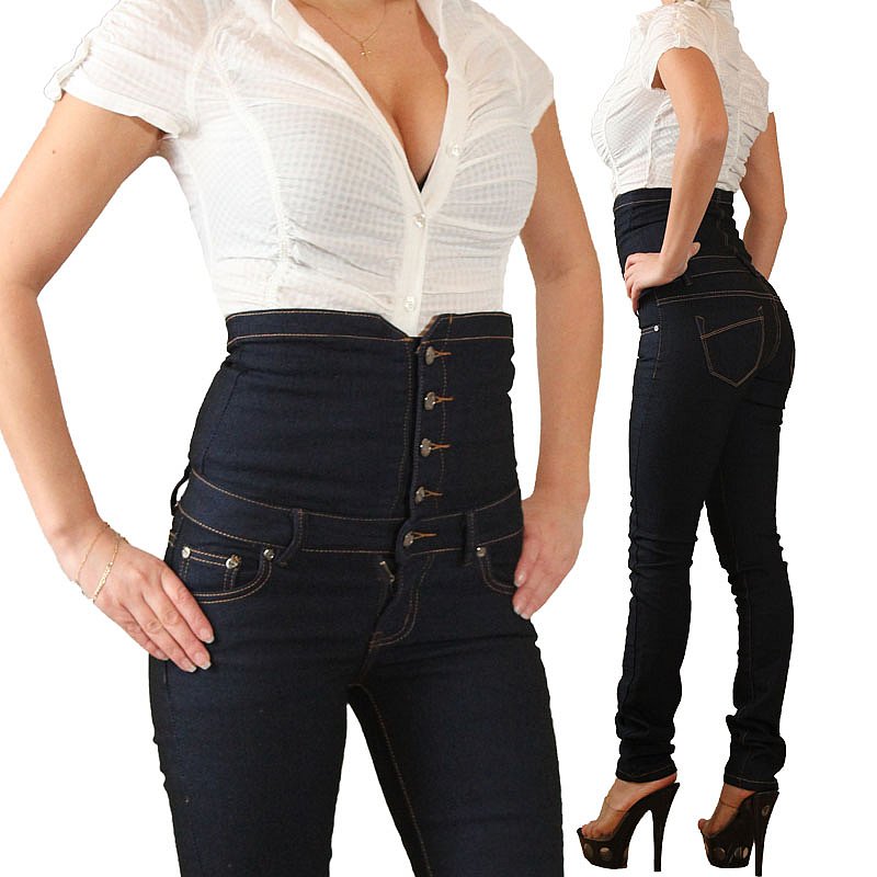 High waist boyfriend jeans damen v neck