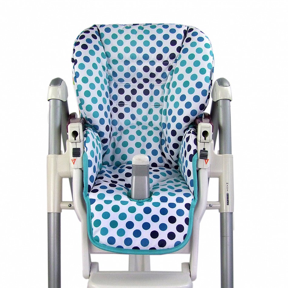 BAMBINIWELT Ersatzbezug Kissen für Peg Perego Prima Pappa Diner TÜRKIS PUNKTE