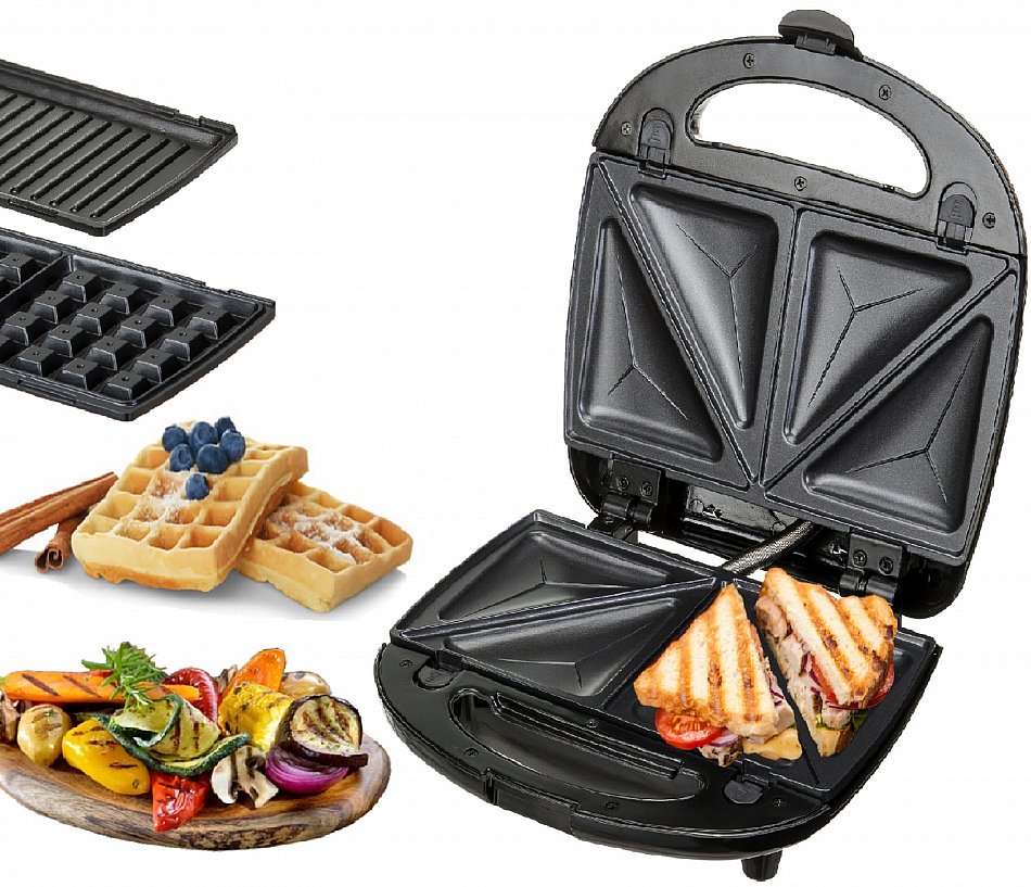 3in1 Sandwichmaker Sandwichtoaster Elektrogrill Waffeleisen 180