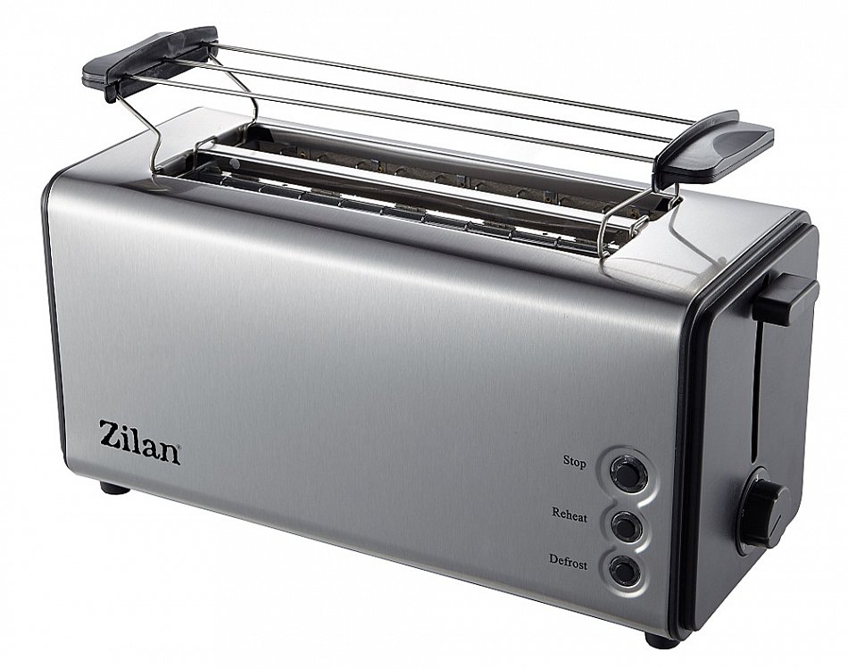 XXL Edelstahl Toaster 4 Scheiben Toastautomat Brötchenaufsatz