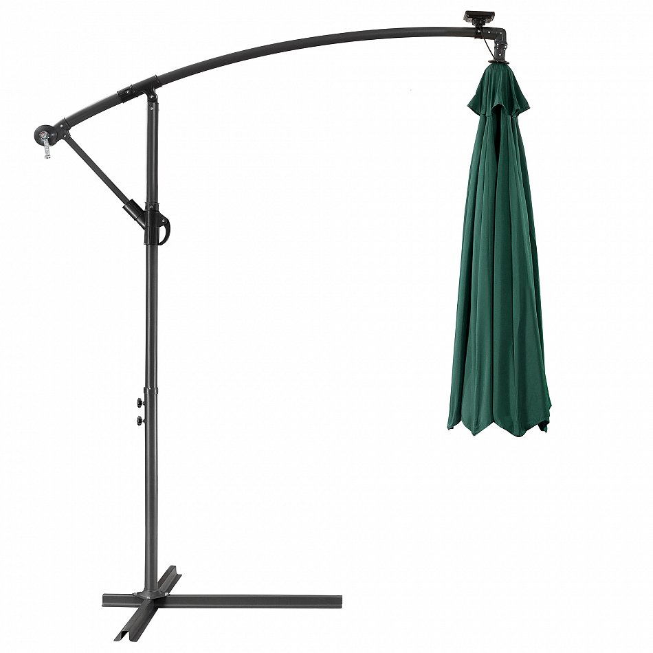 AREBOS Sombrilla de Patio LED Sombrilla Colgante Verde Ø3m UV