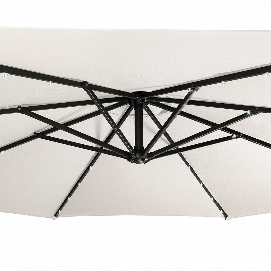 AREBOS Sombrilla de Patio LED Sombrilla Colgante Crema Ø3m UV