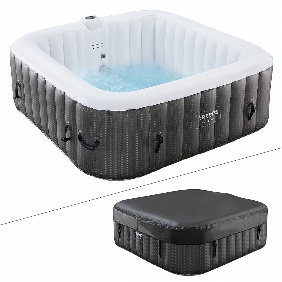 AREBOS Whirlpool, In- & Outdoor, 185 x 185 cm