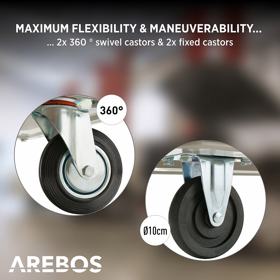 Carrello A Piattaforma Arebos - Portata 300 Kg, Con Ruote Girevoli E Superficie Antiscivolo - Foto 7