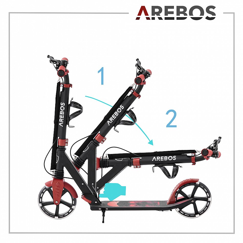 AREBOS Trottinette De Ville Trottinette Rose Réglable En Hauteur Pliable Sangle Incluse Roues Xxl Frein De Marche Pour Enfants Et Adultes Bleu 93830815