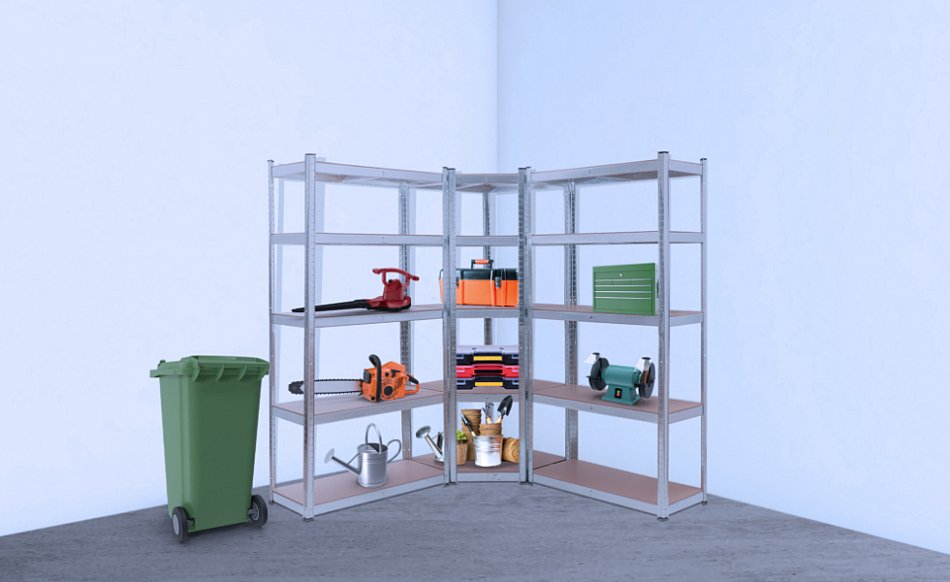 AREBOS Corner Shelving Heavy Duty Shelving 875 Kg Easy To Assemble With Plug In System 180x 70x70 Cm 5 Shelves Made Of Mdf Up To 175kg Per Shelf Blue~p75381369 - View #7