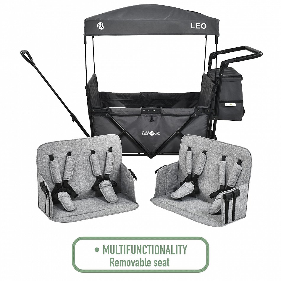 FableKids - Remorque Leo X4Plus avec toit | Chariot de transport pliable | Chargeable jusqu'à 20