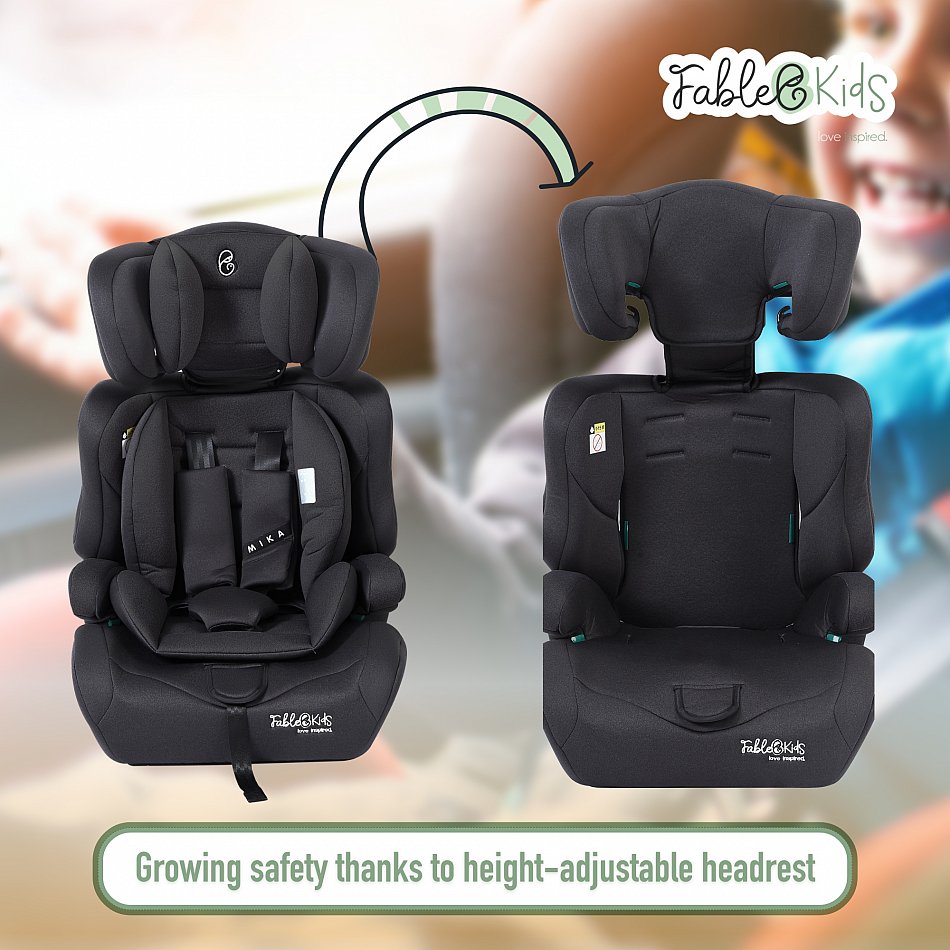THE HEADREST SAFE Vulcan - Set poggiatesta in Tessuto, per Sedile passeggero + poggiatesta, Colore: Nero