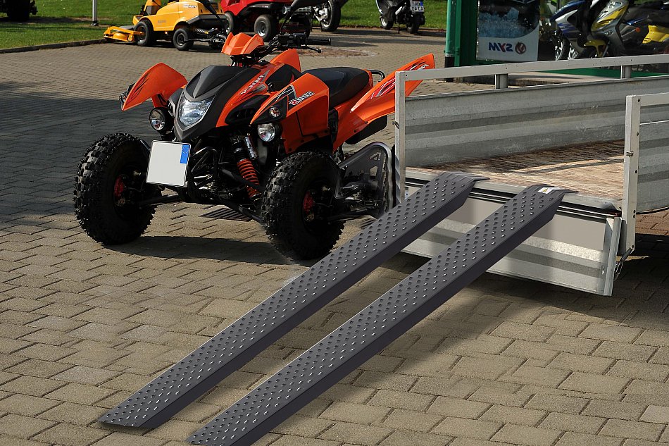 AREBOS 2X drive-on ramp motorbike loading ramp galvanised steel loading ...