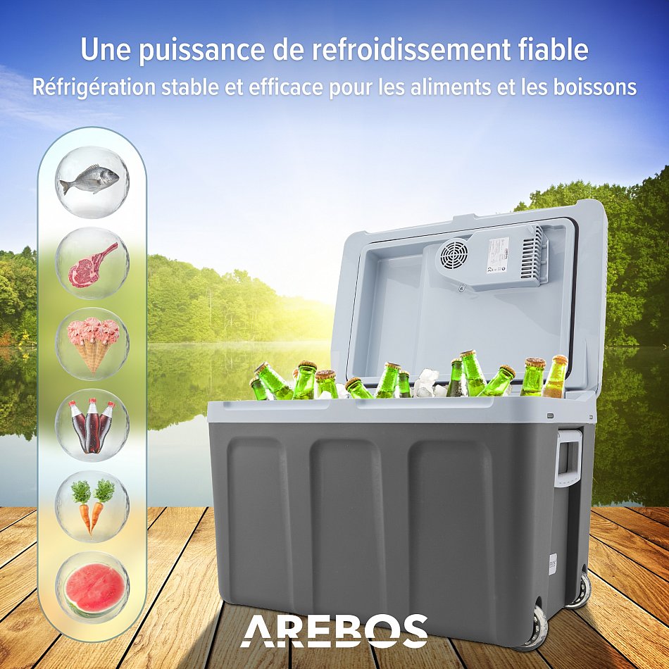 AREBOS Glacière 40L Rouge | Réfrigération & Maintien au