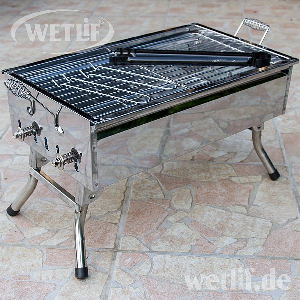 10 Grillspieß FlachForm 2051 Tischgrill Balkongrill Edelstahl Holzkohle grill